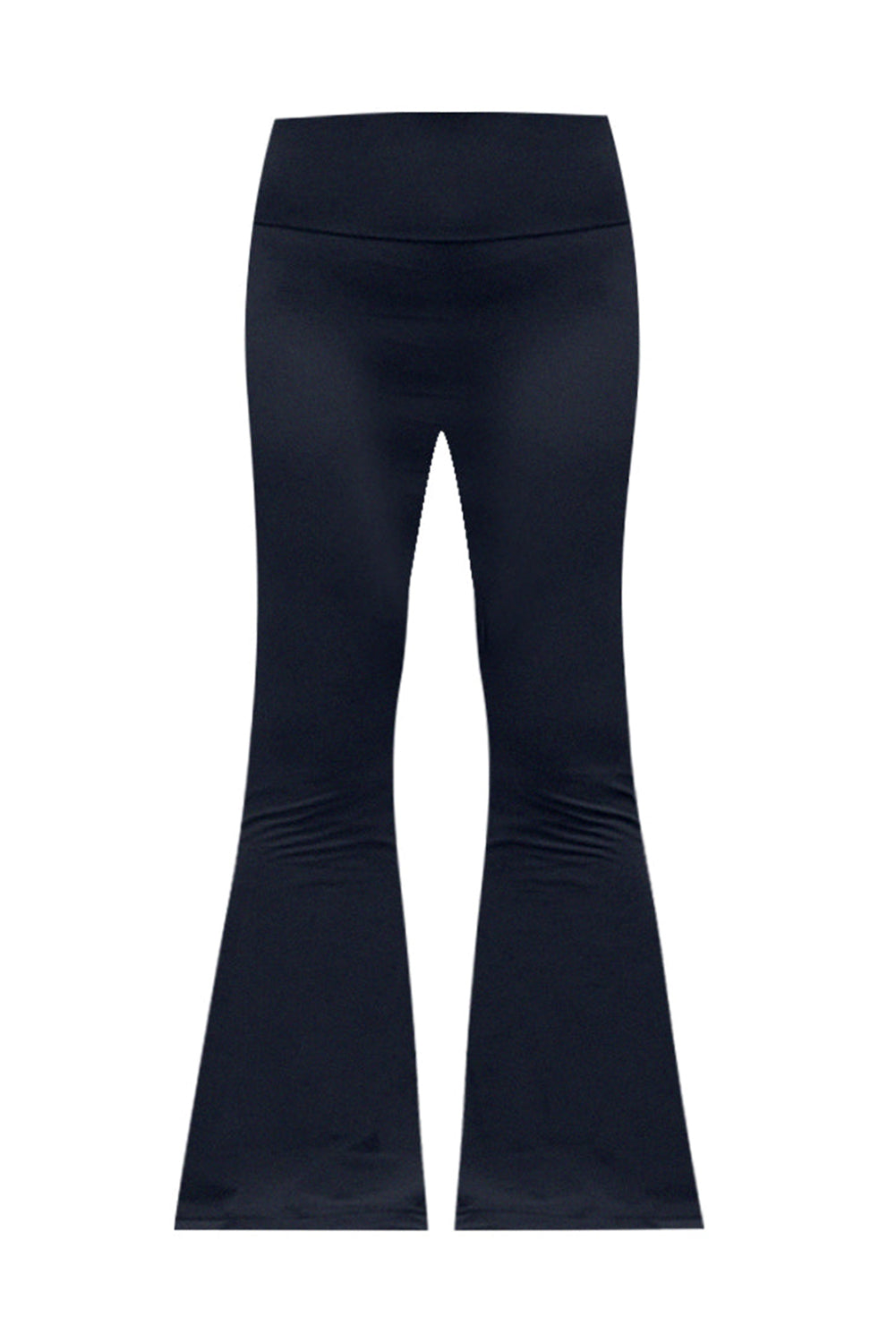 Black Solid Color High Waist Flare Leggings
