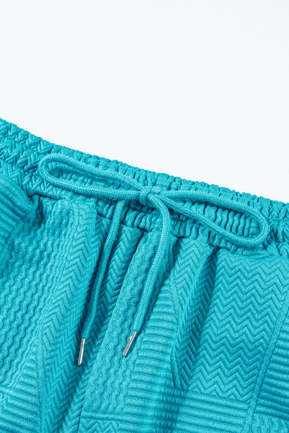 Skobeloff Textured Ruffle Split Top and Drawstring Shorts