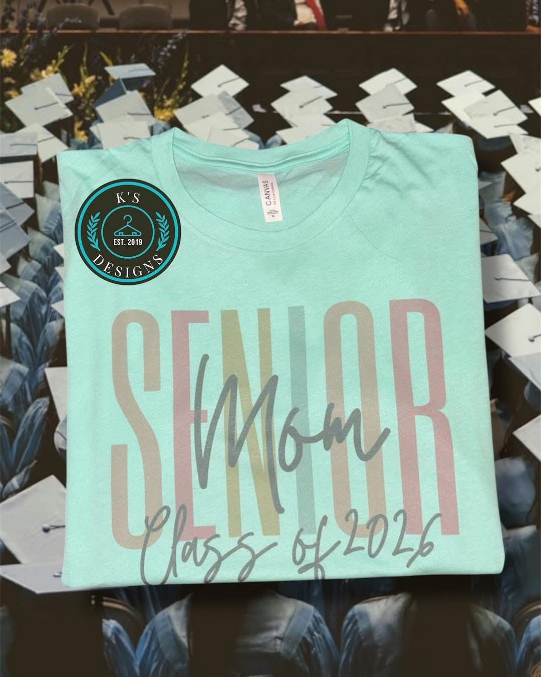 Senior Mom mint green color T shirt