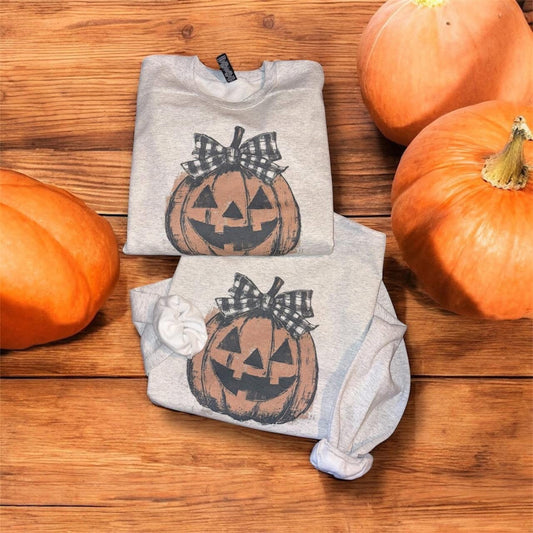 Black & white plaid bow pumpkin