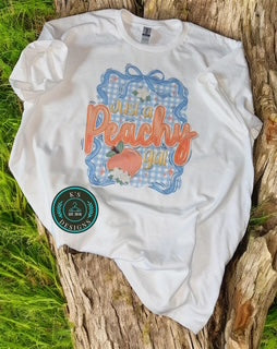 Just a peachy gal white short sleeve