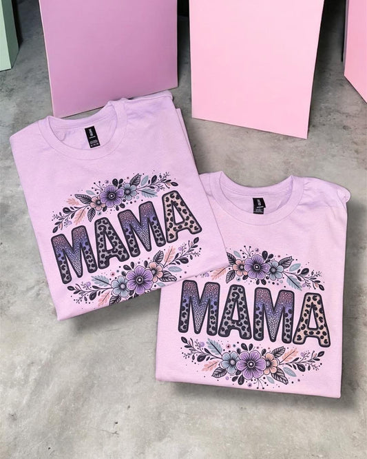 Leopard and floral mama T shirt