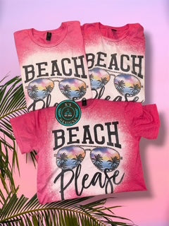 Beach Please bleached pink short sleeve T shirt
