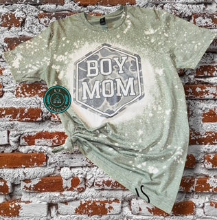 Camo Boy mom bleached short sleeve T shirt