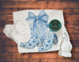 Blue floral western sweatshirt