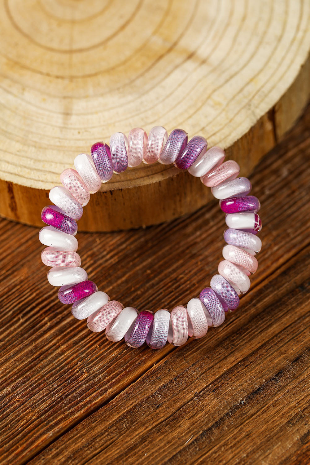 Bright Pink Cute Colorblock Phone Cord Hair Scrunchie