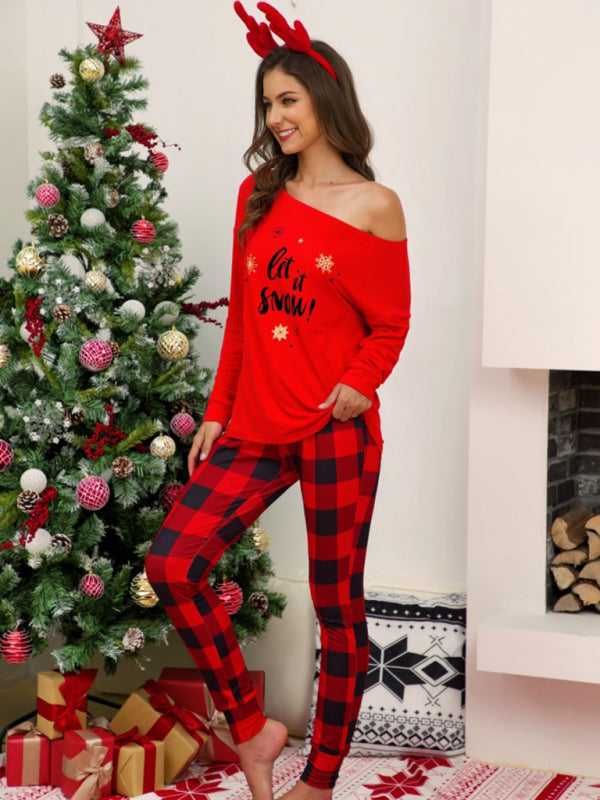 Women's Christmas Pattern Plaid Homewear Set