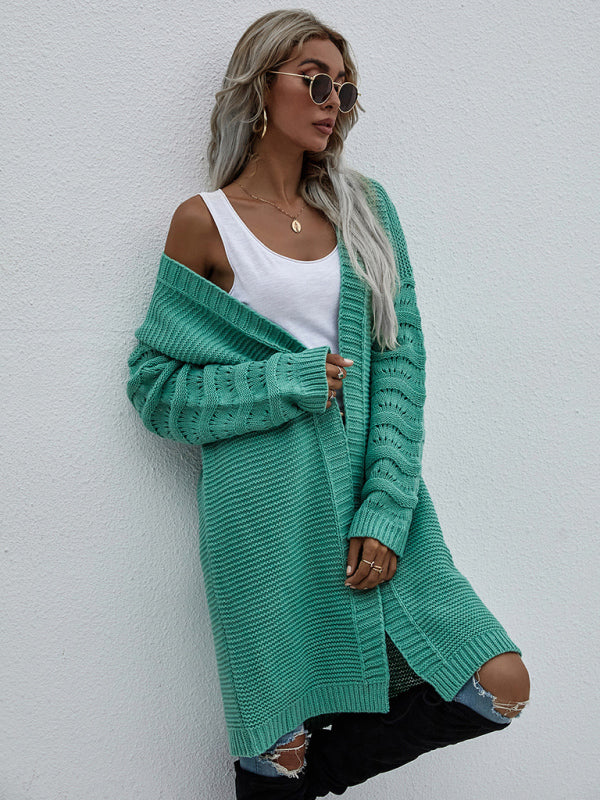 Women's Open Knit Long Sleeve Cardigan