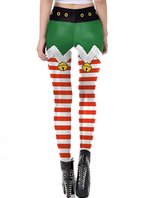 Women's Christmas Print Skinny Mid-Rise Leggings