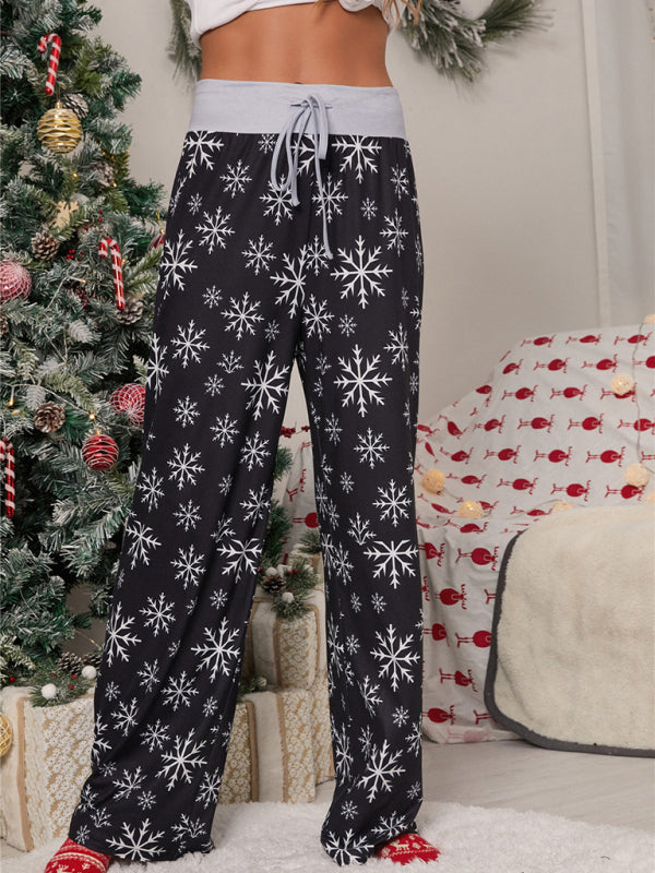 Women's fashion loose laced Christmas print pants