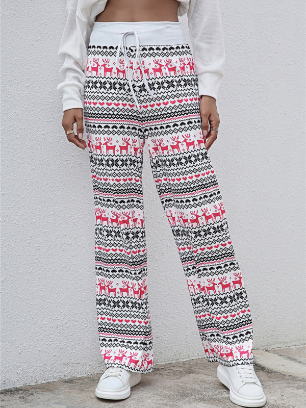 Women's fashion loose laced Christmas print pants
