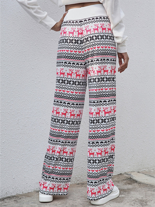 Women's fashion loose laced Christmas print pants