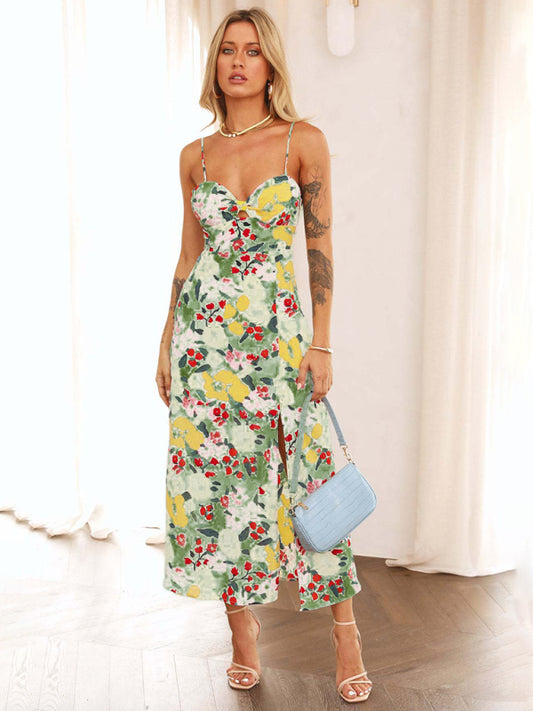 Women's Printed Elegant Slip Midi Dress