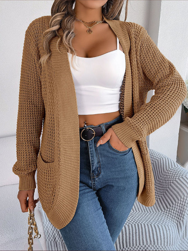 Casual Pocket Long Sleeve Knitted Cardigan Jacket