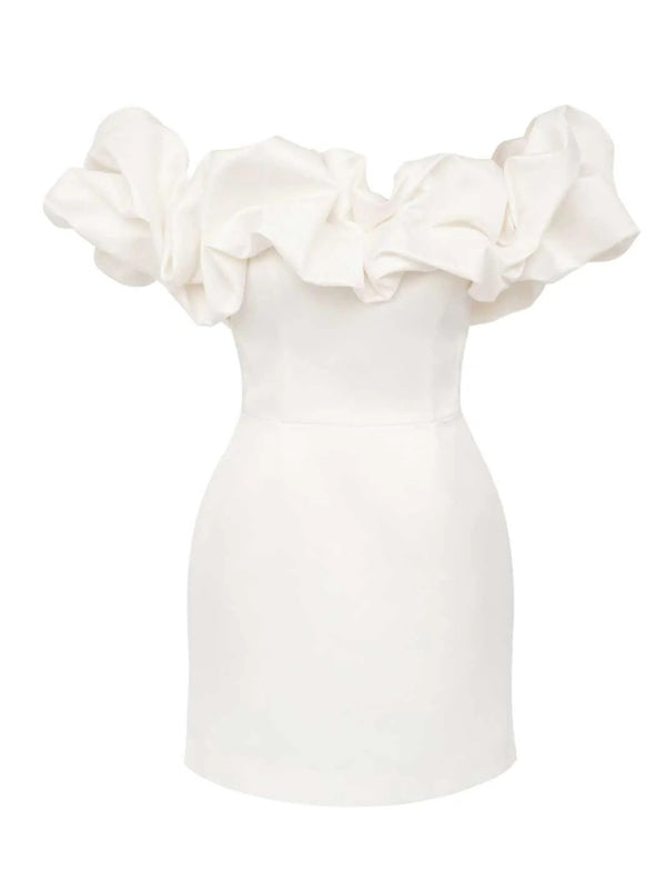 New solid color tube top floor shoulder dress